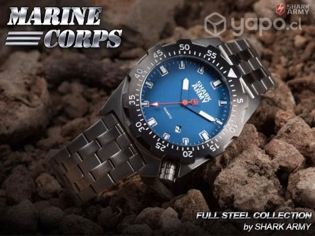 Reloj Shark Army luminoso 10 ATM azul surf militar