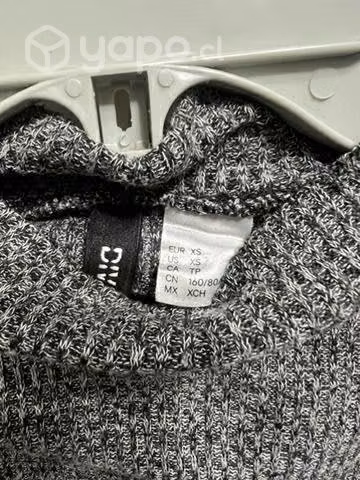 Polera Corta Marca H&m Talla Xs/s Gris