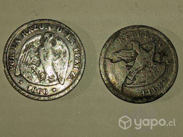 Moneda Antigua 20 centavos Chile 1866 - Imagen 2