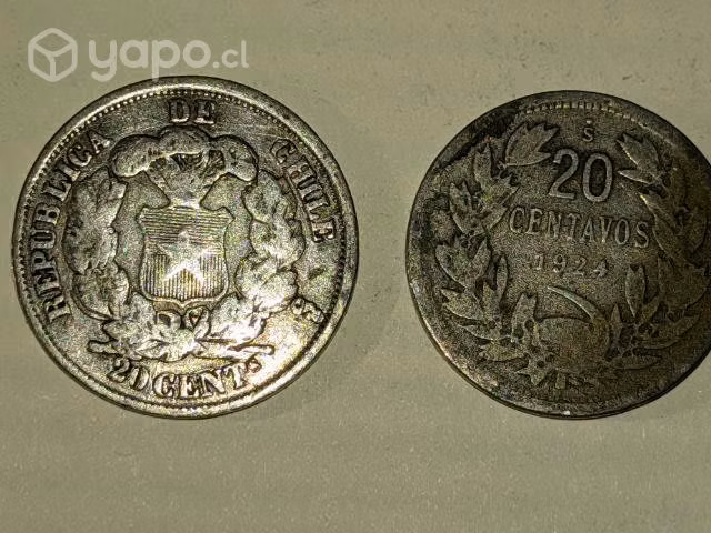 Moneda Antigua 20 centavos Chile 1866