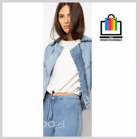 Chaqueta de Jeans Sin Mangas Cierre Metálico y Tac