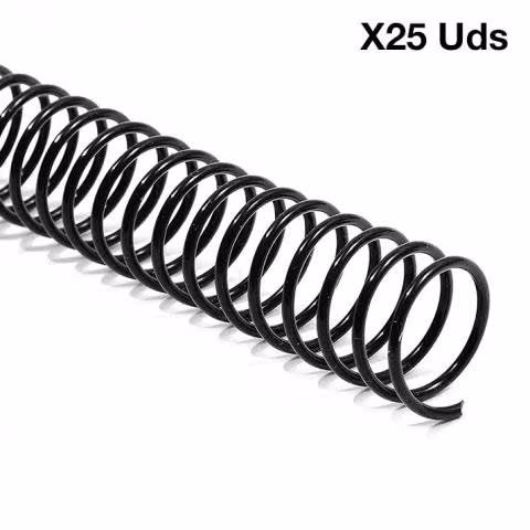 Espiral Plástico Negro 23mm 25 Uds Capacidad 155h