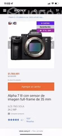 Sony Alpha A7III + Lente 55mm 1.8