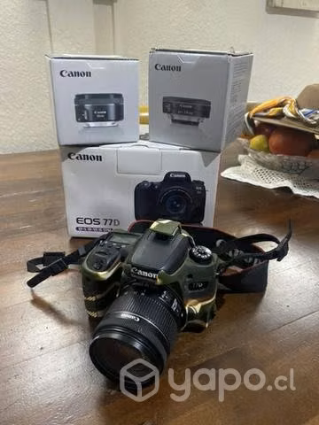 Canon Eos 77d kit 18-55 + 50mm 1.8 y 24mm 2.8!