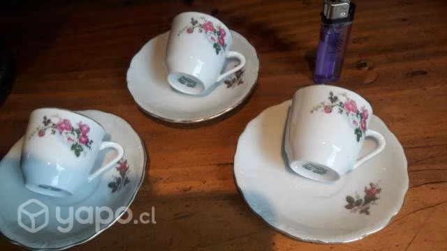 Trío de tacitas de café porcelana china