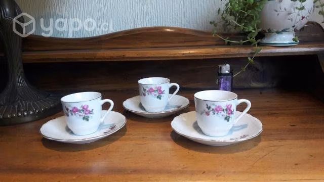 Trío de tacitas de café porcelana china
