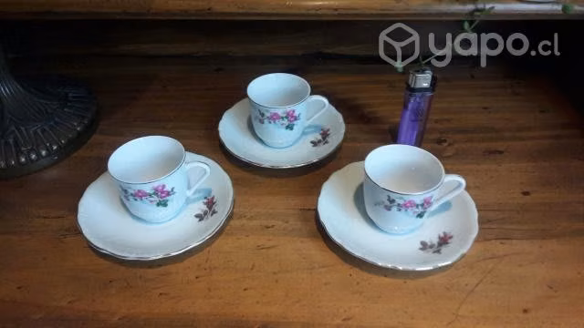 Trío de tacitas de café porcelana china