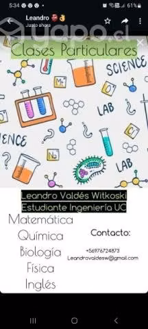 Clases de matemática, física, química y biología