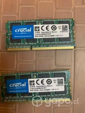Memorias ram ddr3L 1600mhz 8gb +8gb para Mac