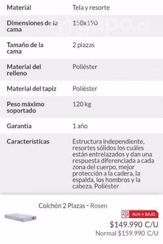 Colchon ROSEN Excelente Estado - Imagen 3