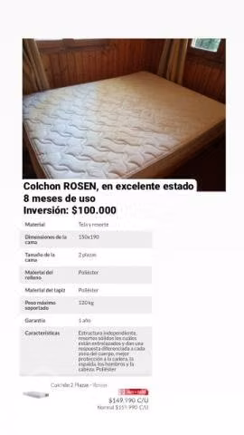 Colchon ROSEN Excelente Estado - Imagen 2