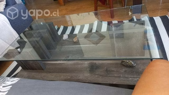 Mesa de centro en madera y vitrio - Imagen 2