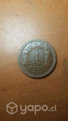 Moneda de 1 peso de cobre 1948 - Imagen 2