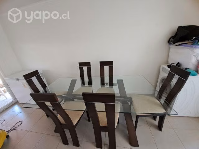 Juego de Comedor Clear Vidrio + 6 Sillas Attimo