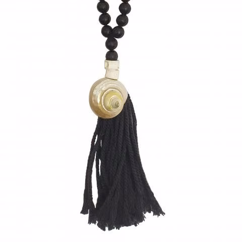 Collar decorativo concha negro 57 cm