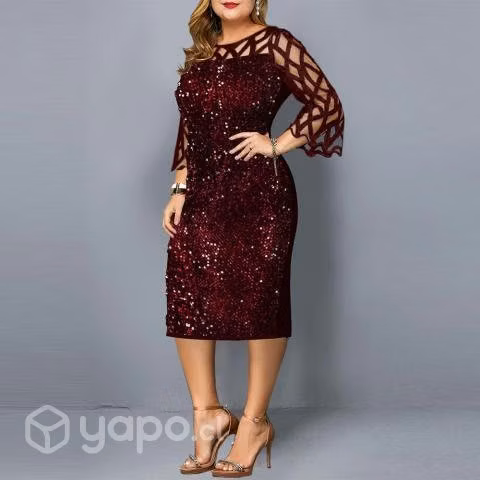 Vestido Fiesta Lentejuela Talla Grande VG 78