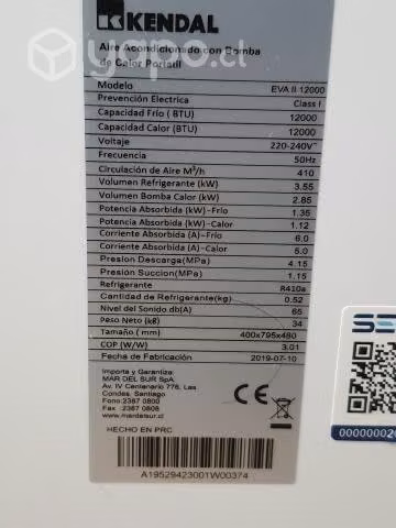 Aire acondicionado portátil frio - calor 12000 BTU