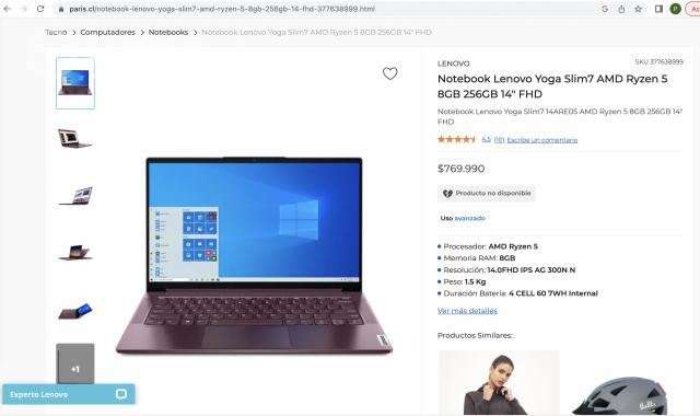 Notebook Lenovo Yoga Slim7 AMD Ryzen 5 - Imagen 5