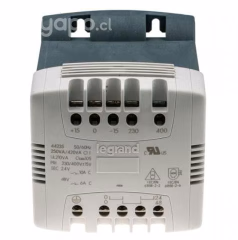 Transformador de carril DIN Legrand, 24V ac, 250VA