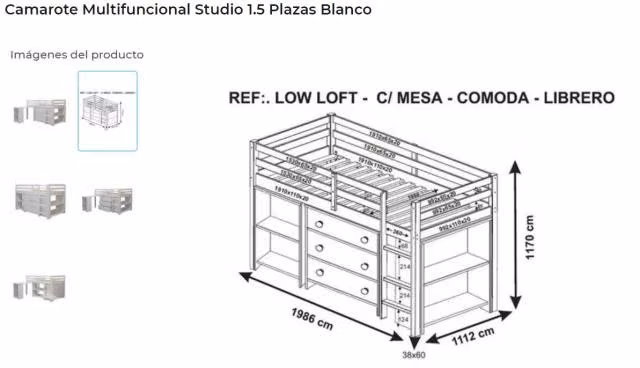 Cama multifuncional + colchón rosen - Imagen 5