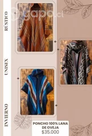 Ponchos de lana de oveja y lana de Alpaca.