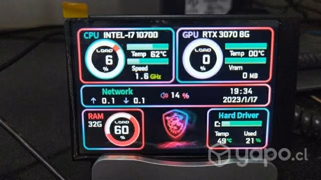 Pantalla 3.5 monitor de recursos