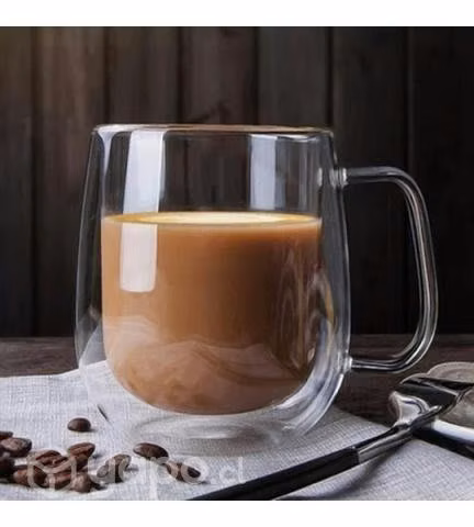 Pack 2 Tazas Doble Pared Vidrio 250ml Cafe Te Capu - Imagen 5