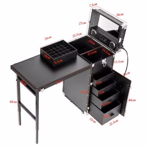 Maleta de belleza con mesa