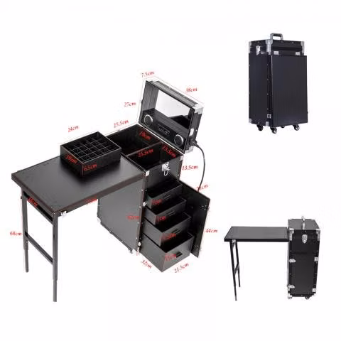 Maleta de belleza con mesa