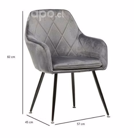 Poltrona cuadrícula gris y blanca con cojines de