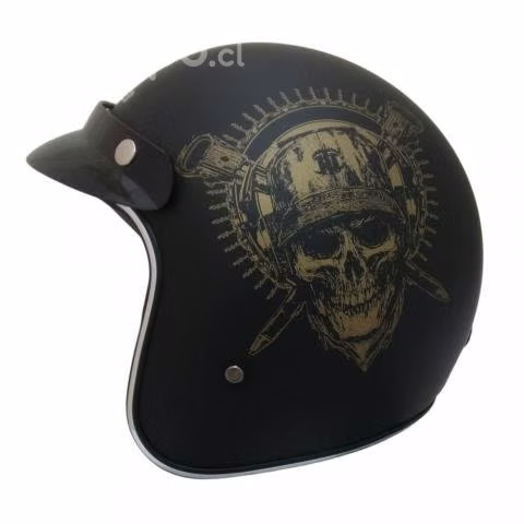 Casco Moto Certificado Abierto Ghb 181 Skull Negro - Imagen 2