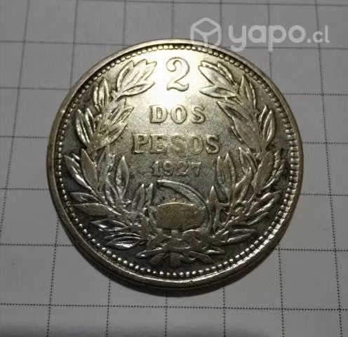 2 pesos chilenos 1927 de plata
