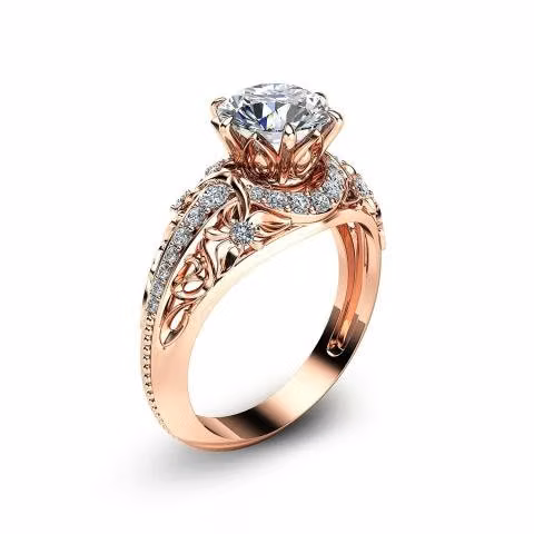 Anillo Con Baño De Oro Rosa 14k Talla 7