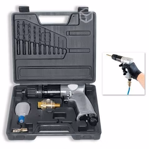 Taladro Neumático Con Maleta + 16 Piezas, Marca Fl