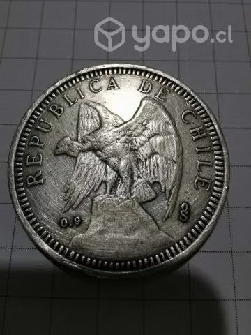 5 pesos chilenos 1927 de plata - Imagen 2