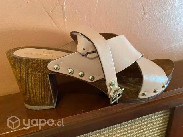 zapato mujer cuero color rosa impecable