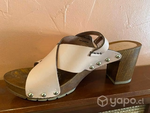 zapato mujer cuero color rosa impecable
