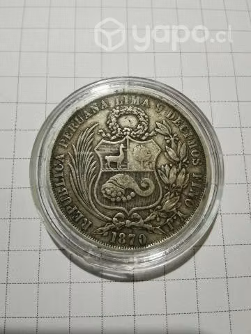 1 sol peruano 1870 de plata - Imagen 2
