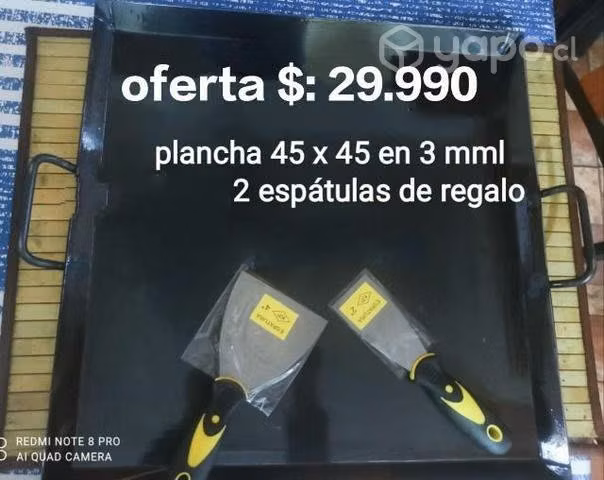 plancha churrasquera 4 quemadores + 2 espatul