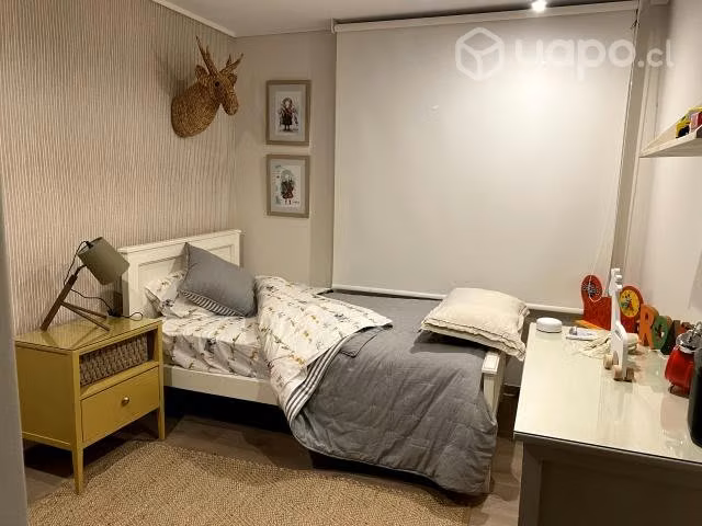 Cama de madera albayalde 1,5 plaza + colchón