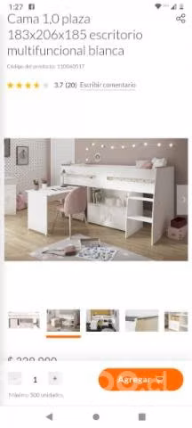 Cama 1 plaza con escritorio