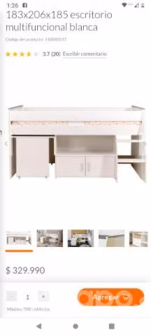 Cama 1 plaza con escritorio