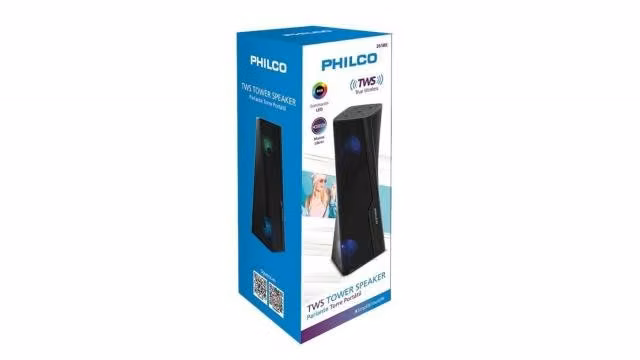 Parlante Philco Portatil Negro Tws Tower Rgb Bluet