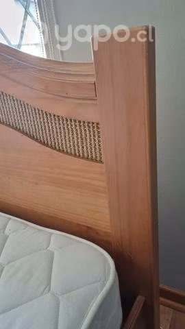 Cama madera 1p. con tejido sisal