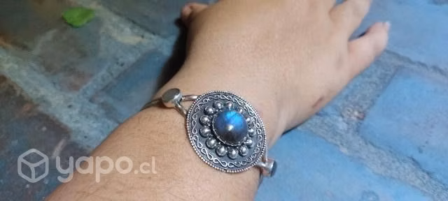 Brazaletes de plata 925 y piedras - Imagen 2