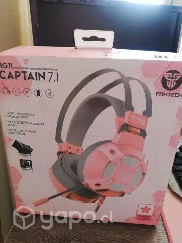 ¡Audífonos gamer rosados fantech