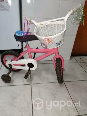 Bicicleta niñ@ buen estado-ruedas de apoyo-canasta
