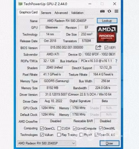 RX580 8gb - tarjeta gráfica