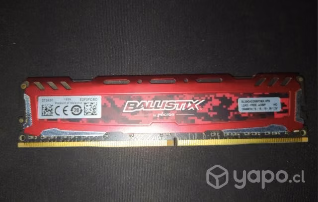 Memoria RAM Ballistix 8GBx1 2666mhz