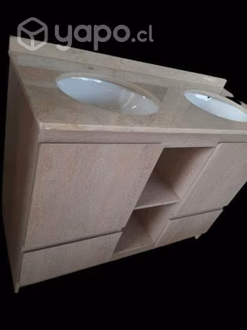 Mueble de baño doble lavamanos con marmol